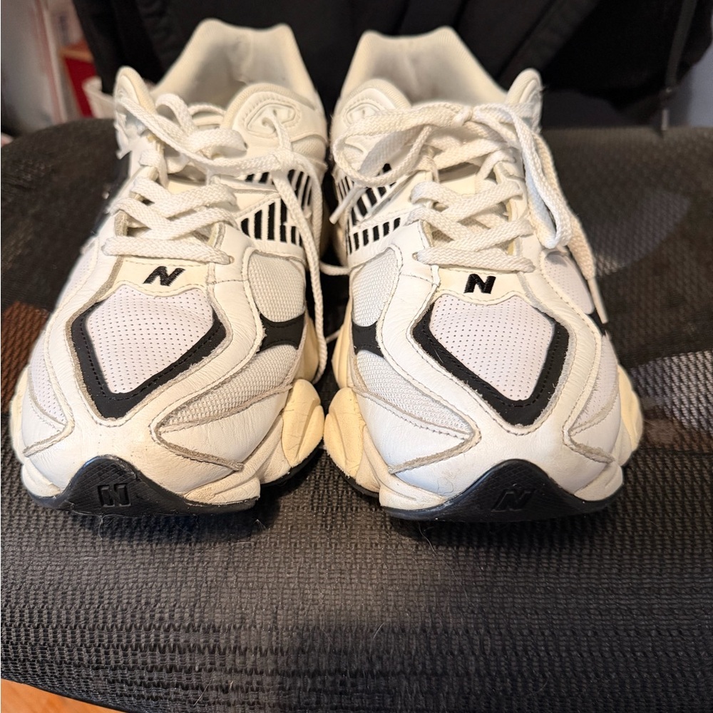New Balance 9060 White and Black Athletic Sneakers
